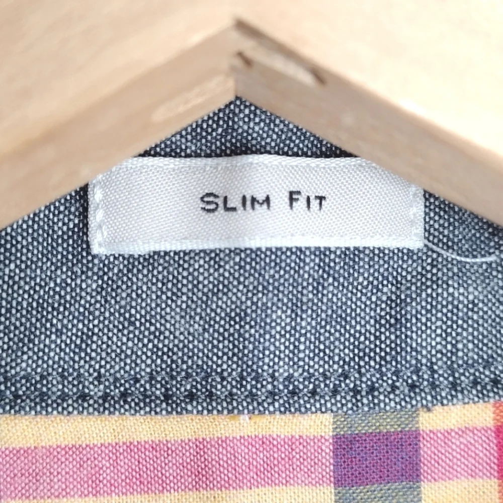 J-Crew Slim Fit Cotton Plaid Button Down Dress Shirt Size L
